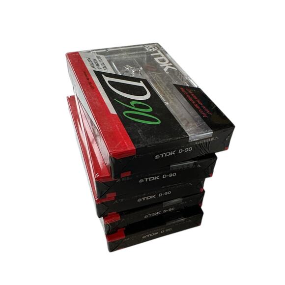 LOT OF 5 TDK D90 blank audio cassette tapes 90 minutes high output NEW SEALED - Picture 3 of 4